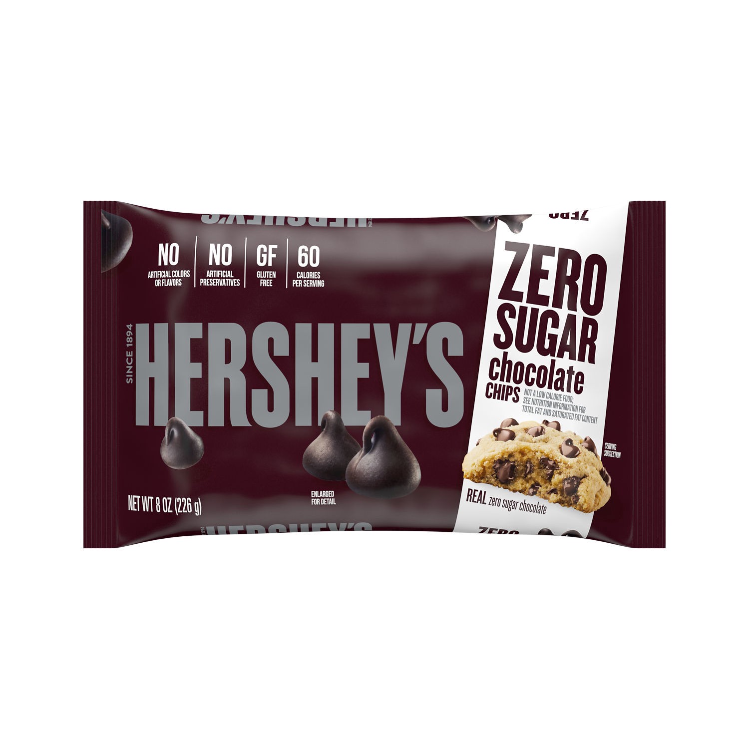 slide 1 of 8, HERSHEY'S Sugar Free Chocolate Baking Chips, Gluten Free, 8 oz, Bag, 8 oz
