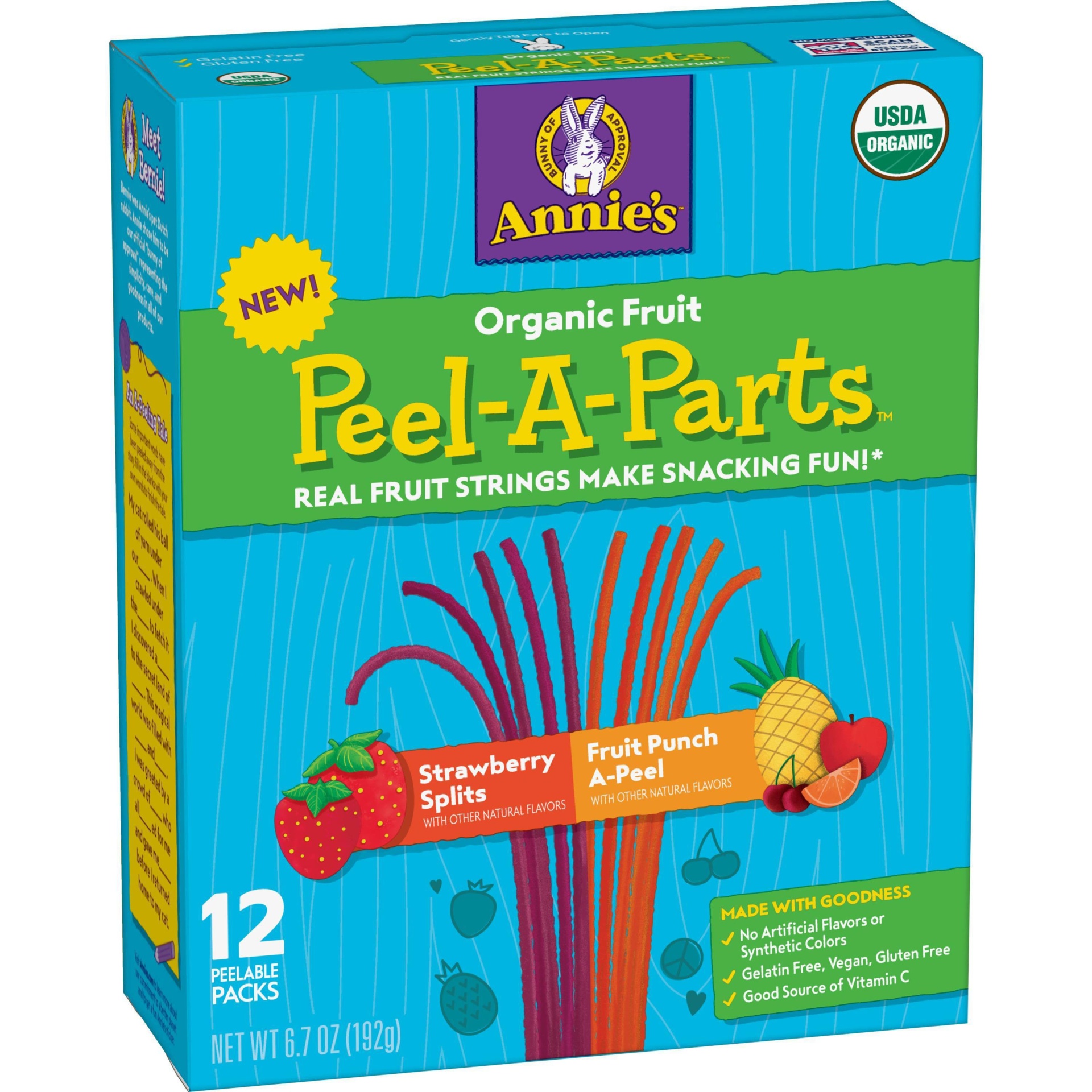 slide 1 of 1, Annie's Organic Strawberry & Fruit Punch Peel-A-Parts Fruit Strings, 6.7 oz