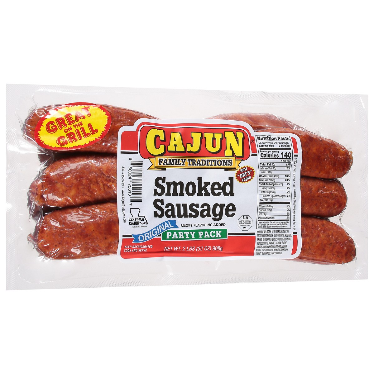slide 3 of 9, Cajun Fam Traditions Orig Smoked Sausage, 32 oz