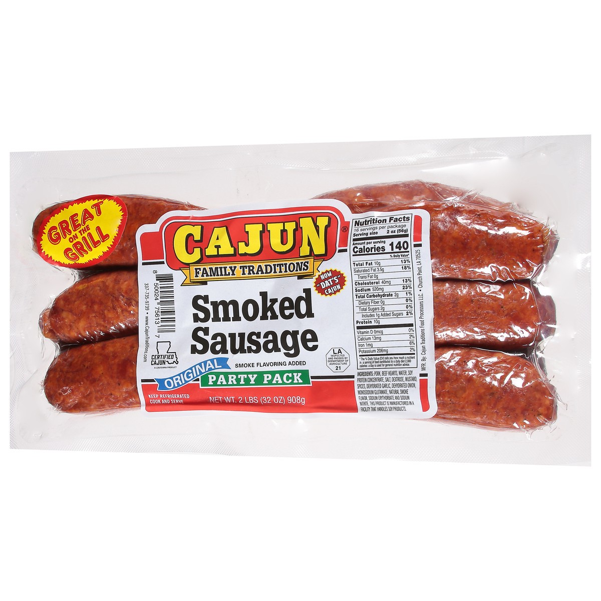slide 8 of 9, Cajun Fam Traditions Orig Smoked Sausage, 32 oz