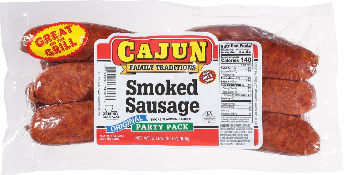 slide 9 of 9, Cajun Fam Traditions Orig Smoked Sausage, 32 oz