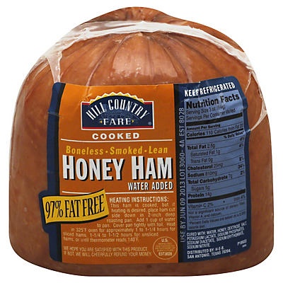 slide 1 of 1, Hill Country Fare Fully Cooked Boneless Smoked Lean Honey Ham, per lb