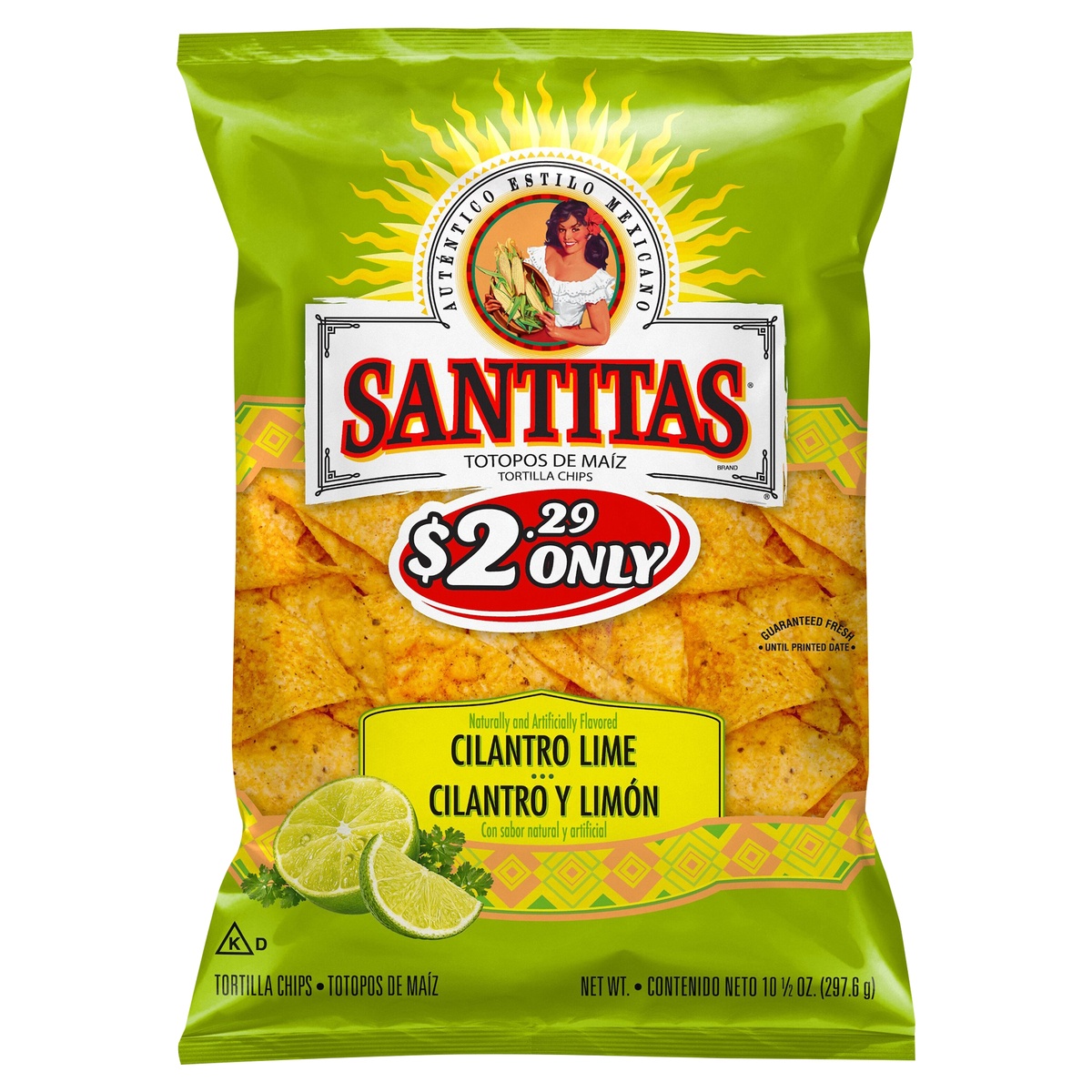 Santitas Tortilla Chips Cilantro Lime Naturally and Artificially ...