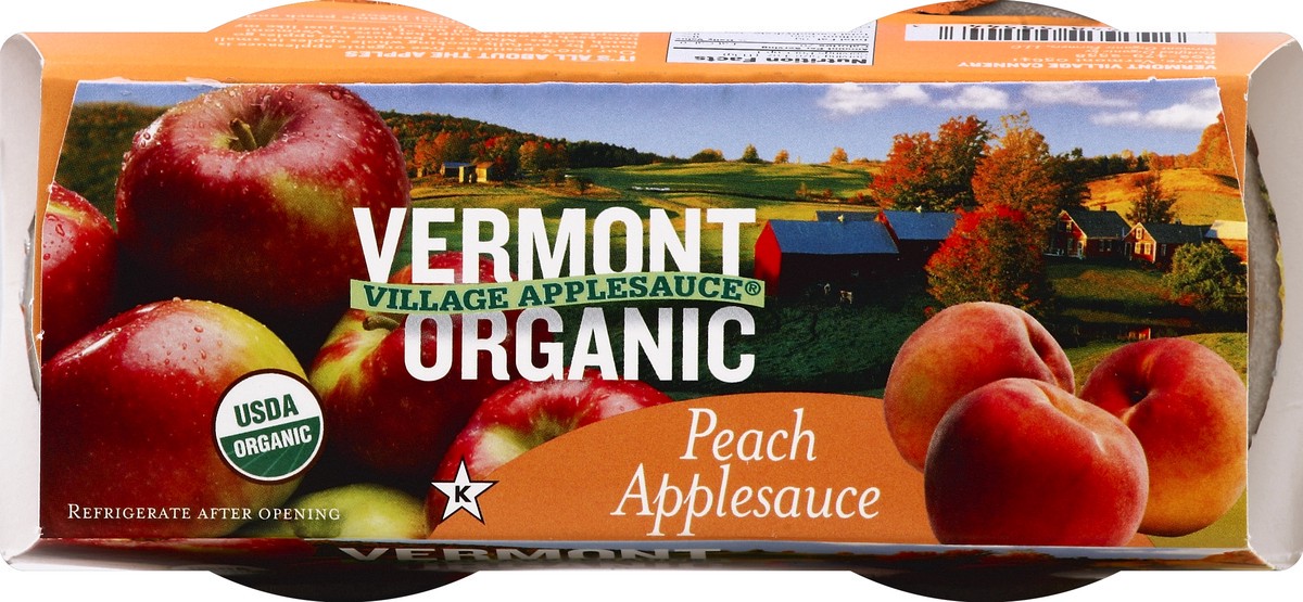 slide 4 of 4, Vermont Village Organic Peach Applesauce, 4 ct; 4 oz