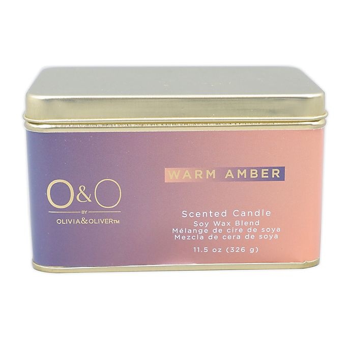 slide 1 of 1, O&O by Olivia & Oliver Warm Amber Tin Candle - Gold, 14 oz