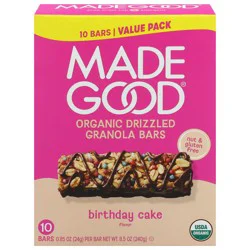 MadeGood Birthday Cake Chocolate Drizzled Granola Bars 10pk