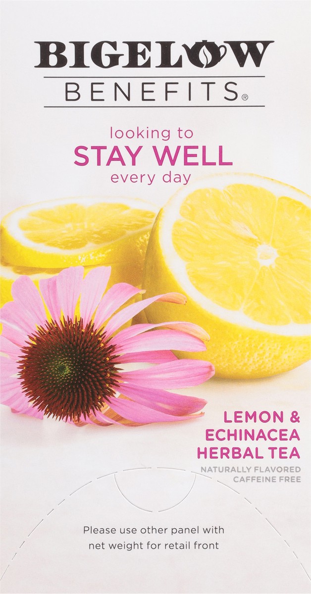 slide 8 of 9, Bigelow Benefits Caffeine Free Stay Well Lemon & Echinacea Herbal Tea 18 Tea Bags, 1.15 oz