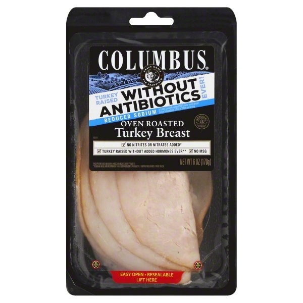 slide 1 of 8, Columbus Turkey Breast, Reduced Sodium, Oven Roasted, 6 oz