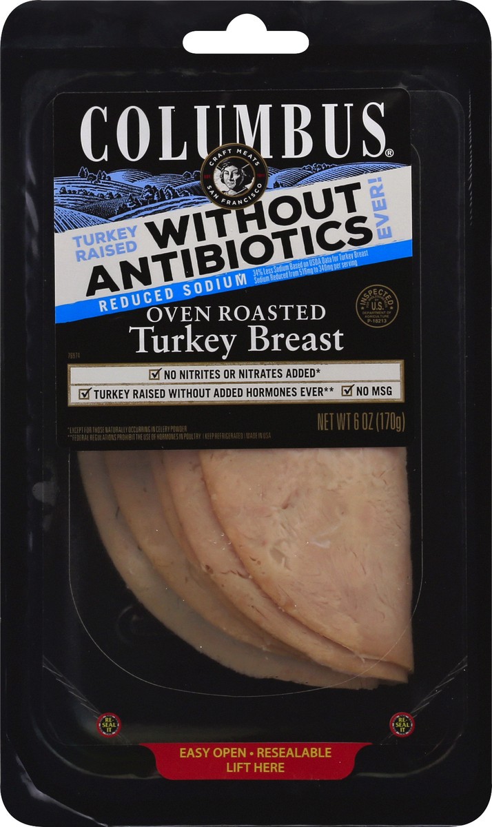 slide 7 of 8, Columbus Turkey Breast, Reduced Sodium, Oven Roasted, 6 oz