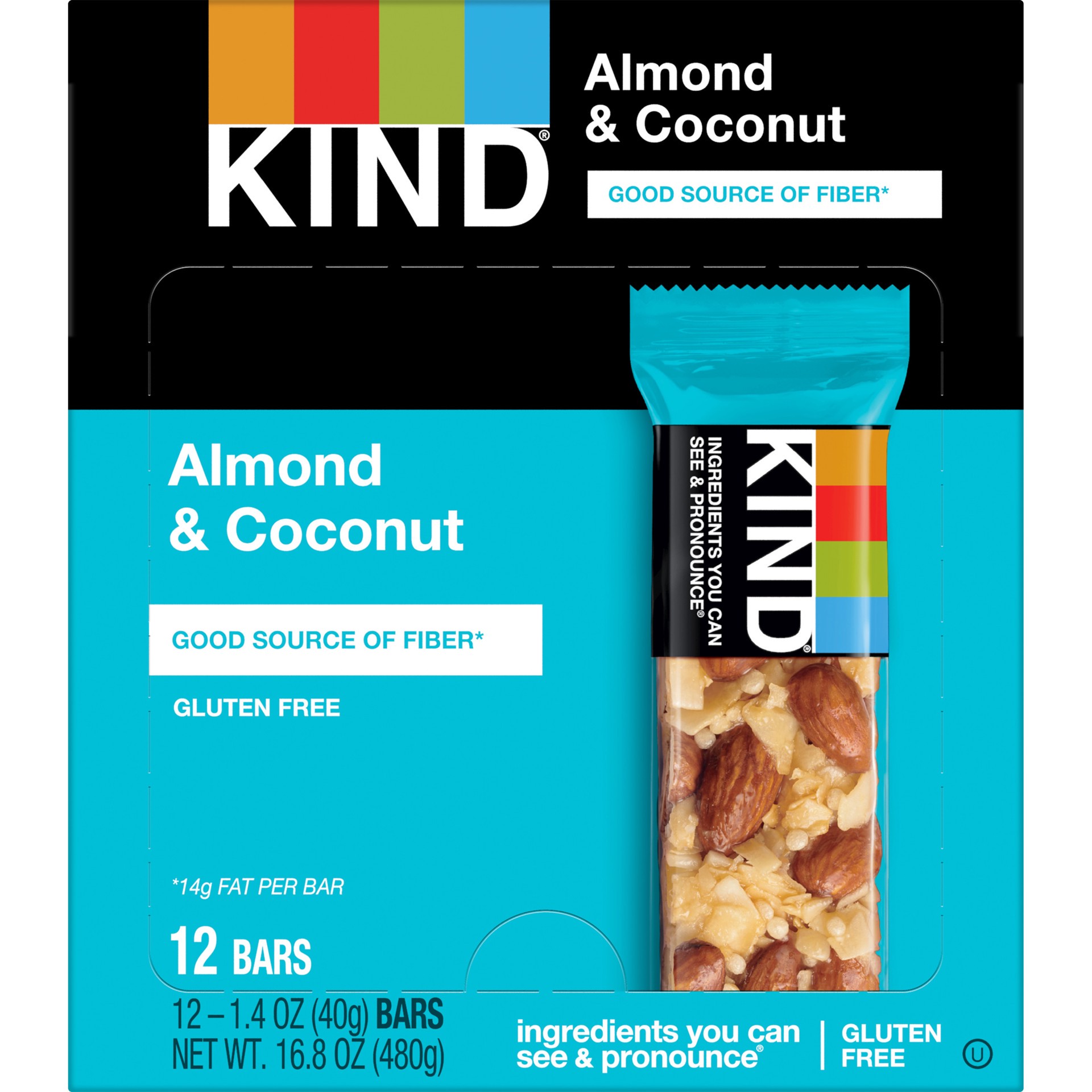 slide 1 of 12, KIND Nut Bars, Almond & Coconut, 1.4 oz, 12 Count, 12 ct