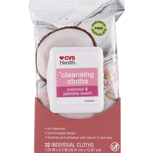 slide 1 of 1, CVS Health Fem Wipe Coconut Jasmine, 1 ct