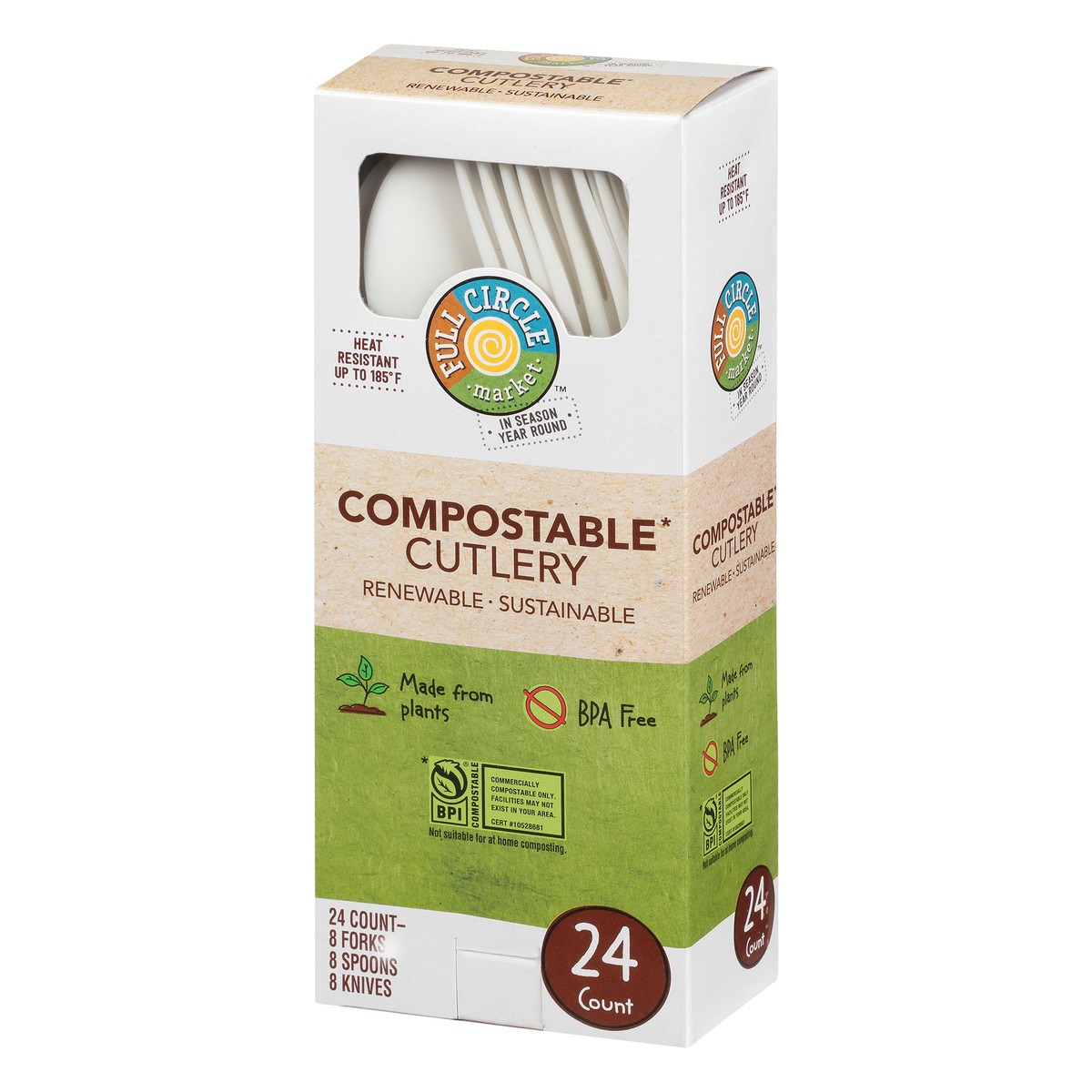 slide 3 of 8, Full Circle Market Compostable Cutlery, 24 ct