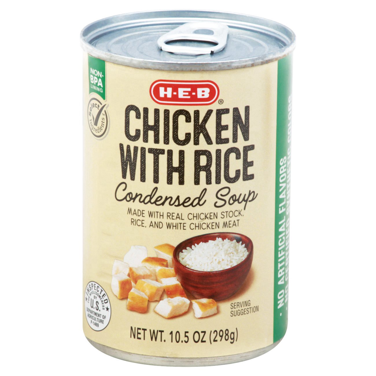 slide 1 of 1, H-E-B Select Ingredients Chicken & Rice Condensed Soup, 10.5 oz