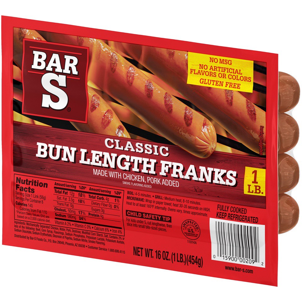 slide 3 of 7, Bar-S Classic Bun Length Franks, 1 ct