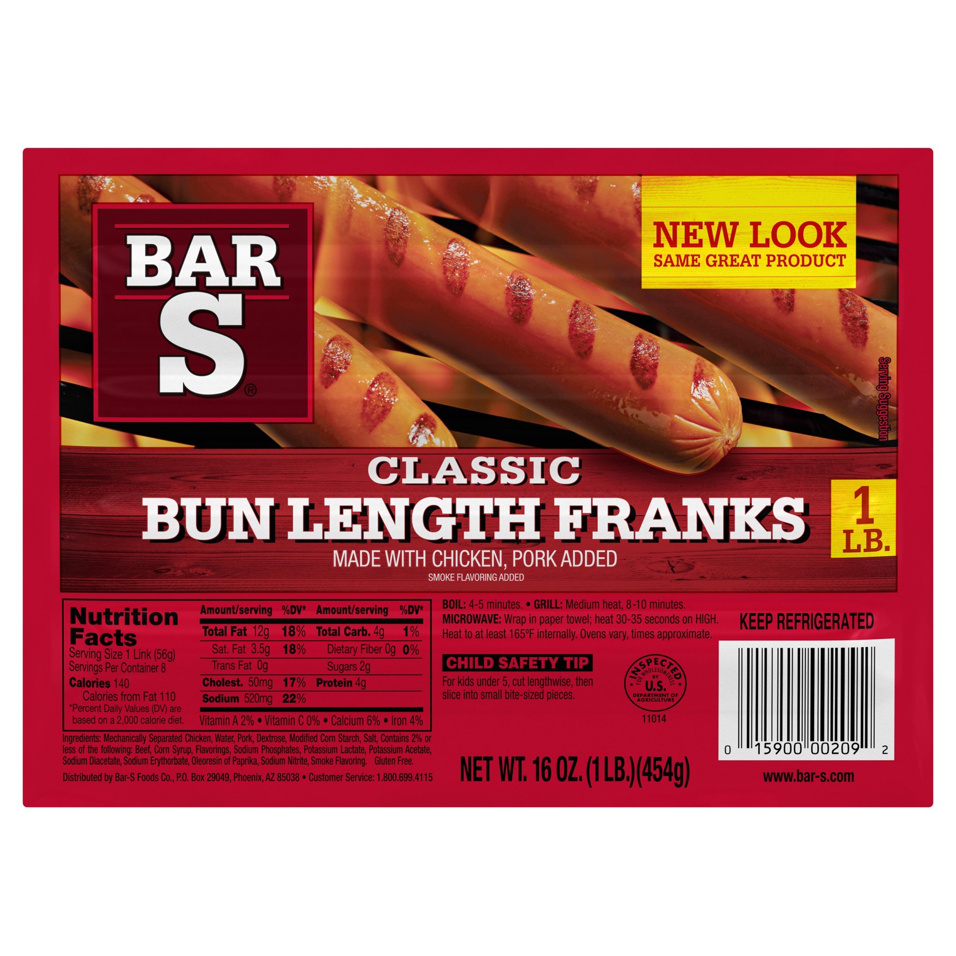 slide 1 of 7, Bar-S Classic Bun Length Franks, 1 ct