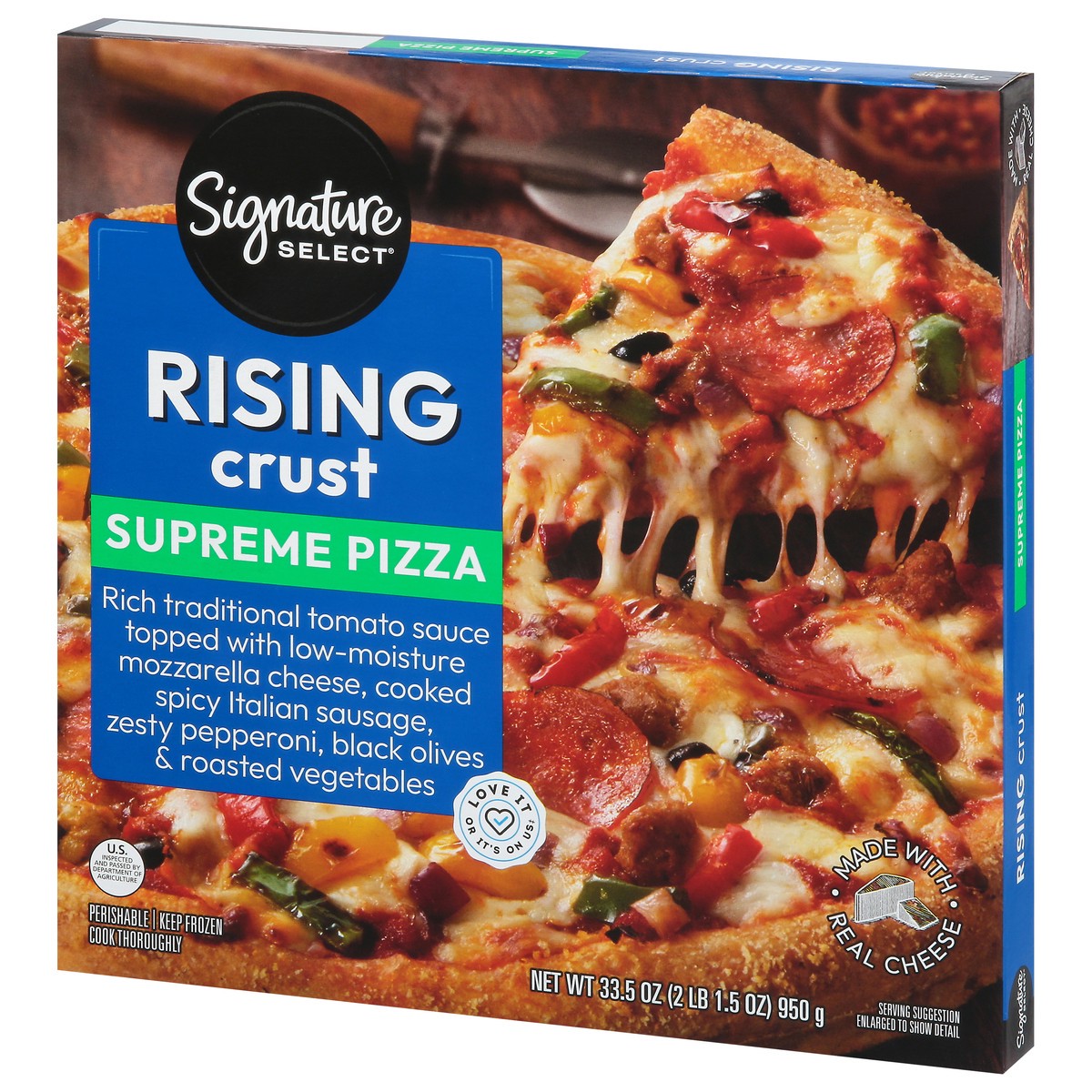 slide 7 of 13, Signature Select Rising Crust Supreme Pizza 33.5 oz, 33.5 oz