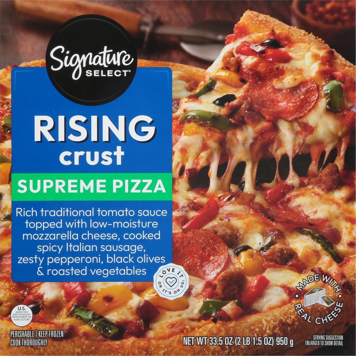 slide 3 of 13, Signature Select Rising Crust Supreme Pizza 33.5 oz, 33.5 oz