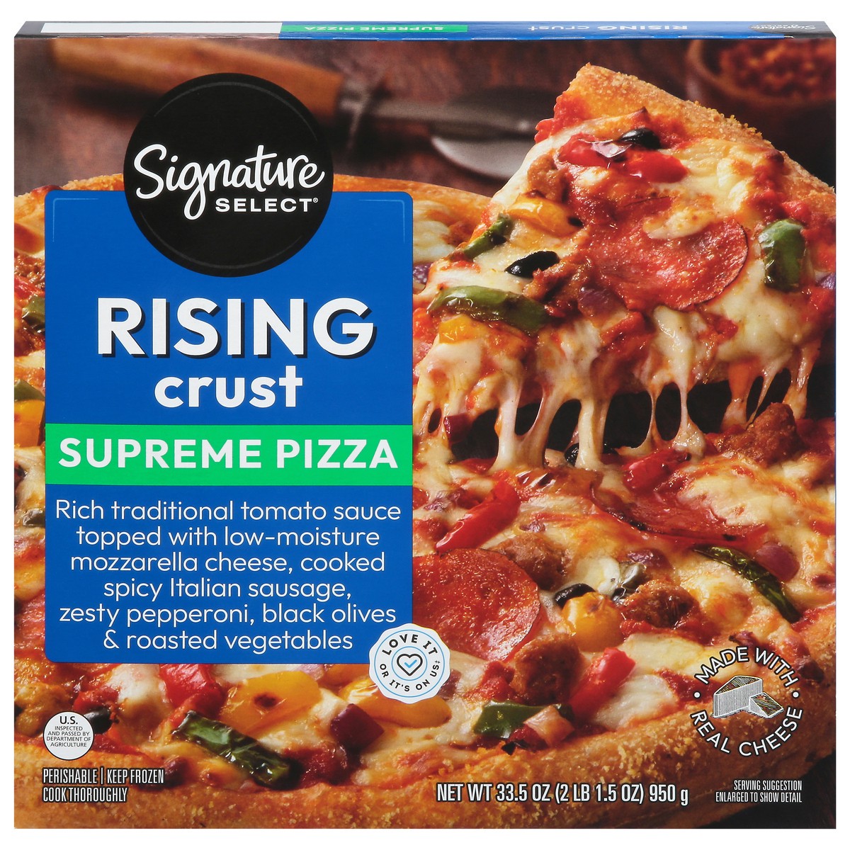 slide 8 of 13, Signature Select Rising Crust Supreme Pizza 33.5 oz, 33.5 oz