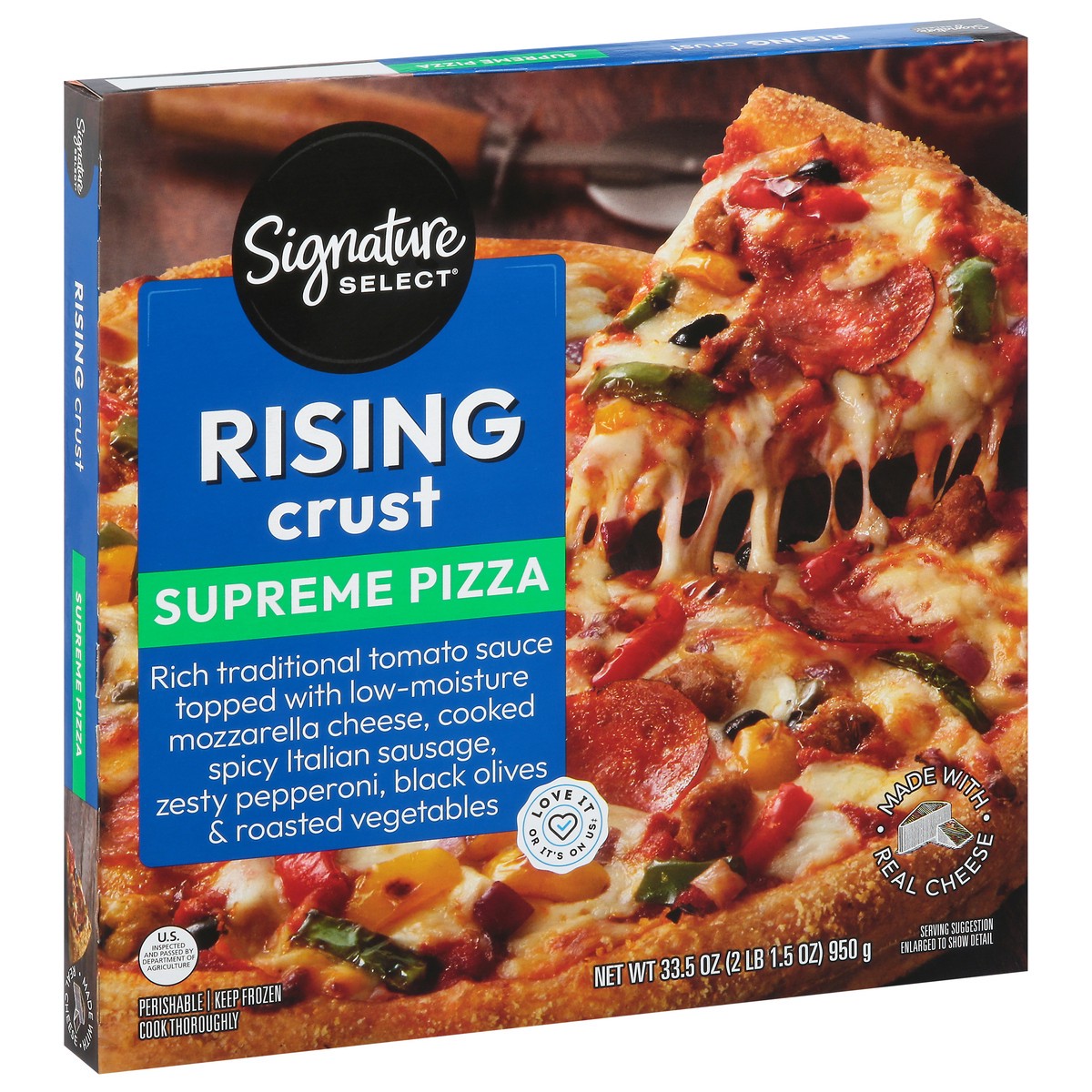 slide 10 of 13, Signature Select Rising Crust Supreme Pizza 33.5 oz, 33.5 oz