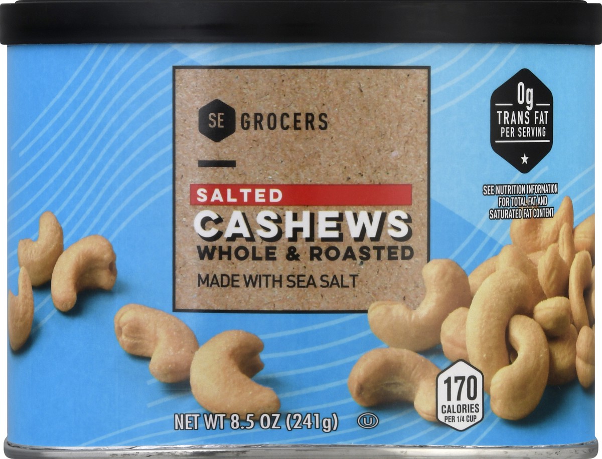 slide 10 of 10, SE Grocers Salted Cashews Whole & Roasted, 8.5 oz