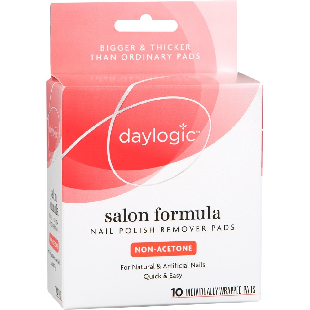 slide 1 of 1, Daylogic Salon Formula Nail Polish Remover Pads, Non-Acetone, 10 ct