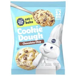 Pillsbury Ready To Bake Refrigerated Cookie Dough, Chocolate Chip, 12 Big Cookies, 16 oz
