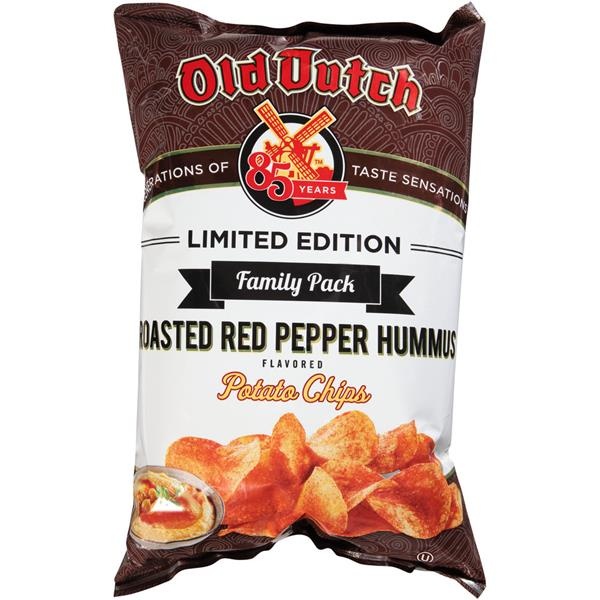 slide 1 of 1, Old Dutch Limited Edition Roasted Red Pepper Hummus Potato Chips, 9.5 oz