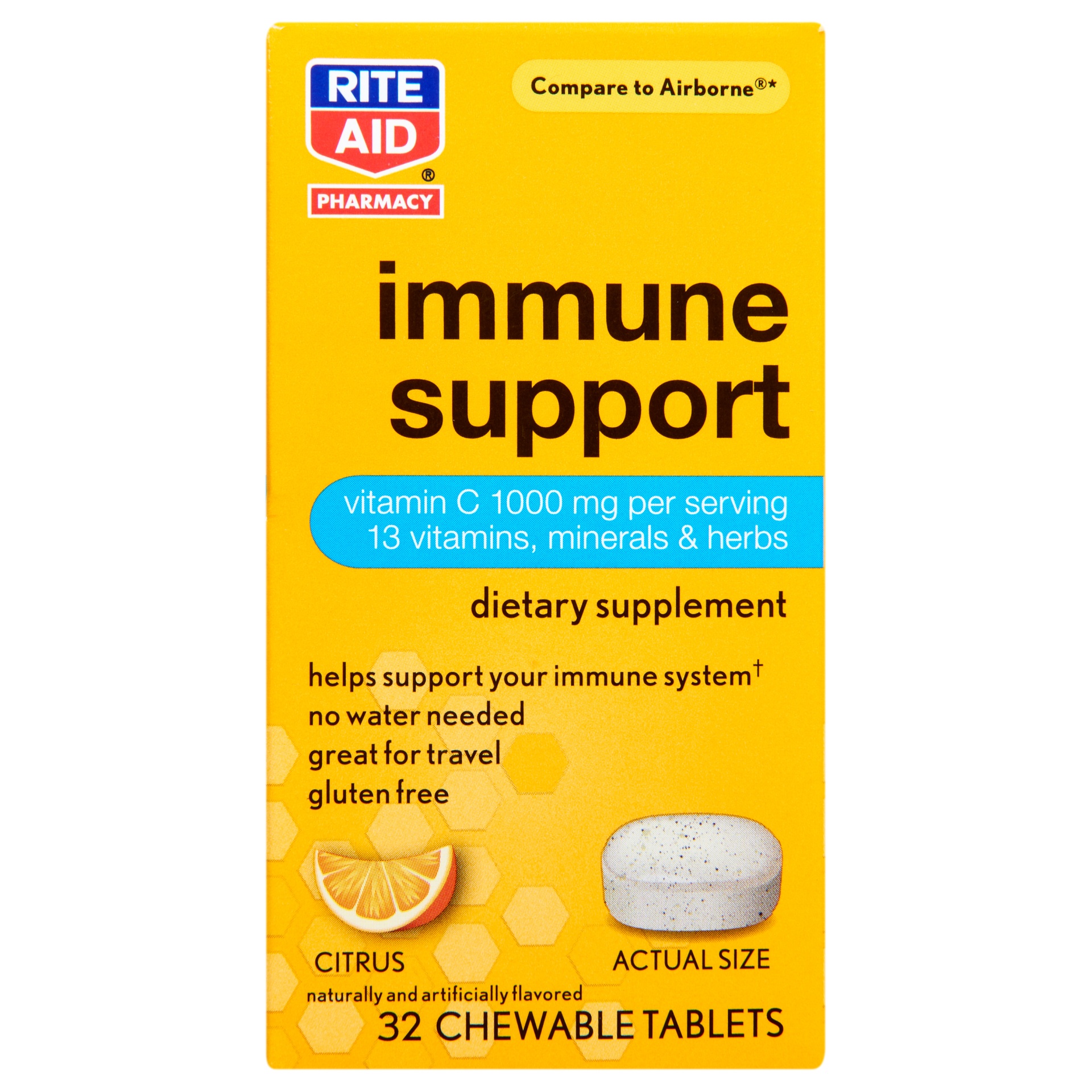 slide 1 of 1, Rite Aid Ra Immune Chew Citrus, 32 ct