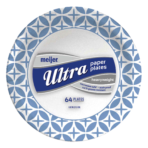 slide 1 of 1, Meijer 8-5/8'' Heavyweight Ultra Paper Plates, 64 ct