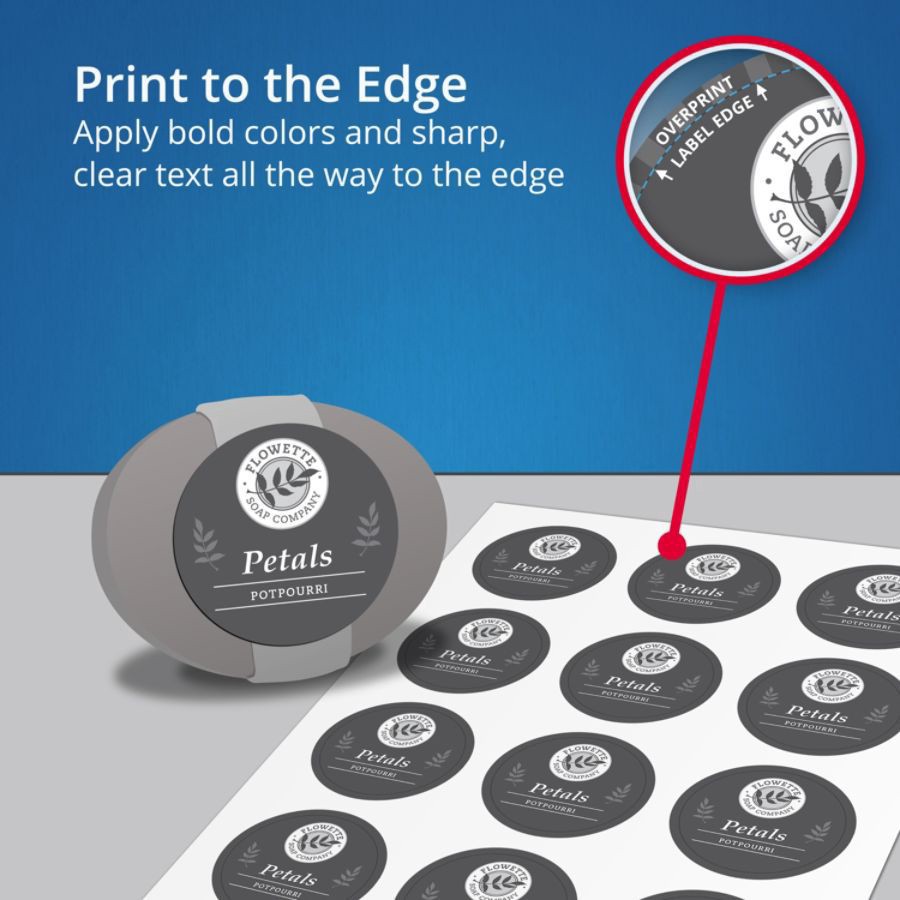slide 4 of 10, Avery Print-To-The-Edge Oval Labels, 22855, Kraft Brown, 525 ct; 1 1/8 in x 2 1/4 in