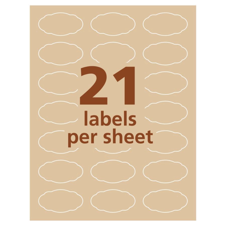 slide 8 of 10, Avery Print-To-The-Edge Oval Labels, 22855, Kraft Brown, 525 ct; 1 1/8 in x 2 1/4 in