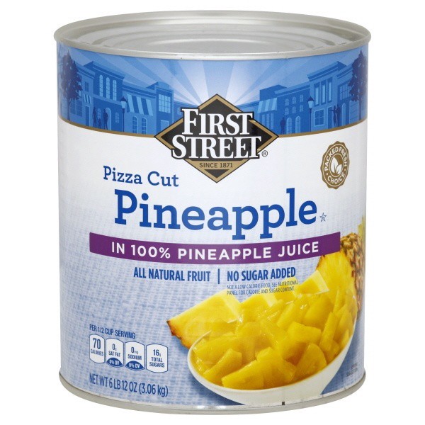 slide 1 of 1, First Street Pizza Cut Pineapple In Juice, 107 oz