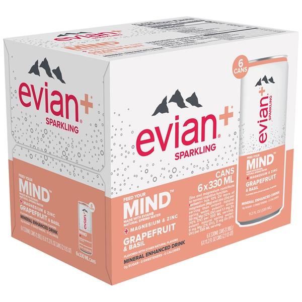 slide 1 of 1, Evian Mind Grapefruit N Basil, 6 ct