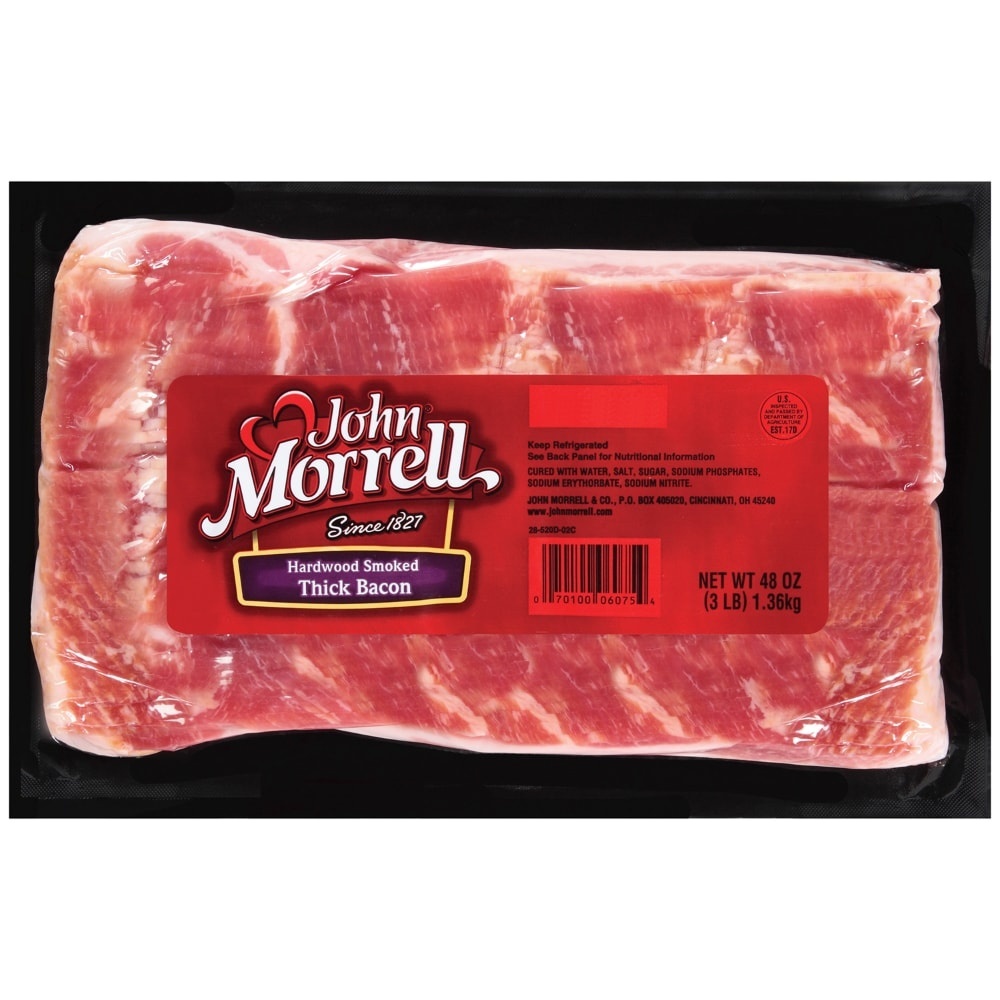 slide 1 of 1, John Morrell Thick Hardwood Smoked Bacon, 48 oz