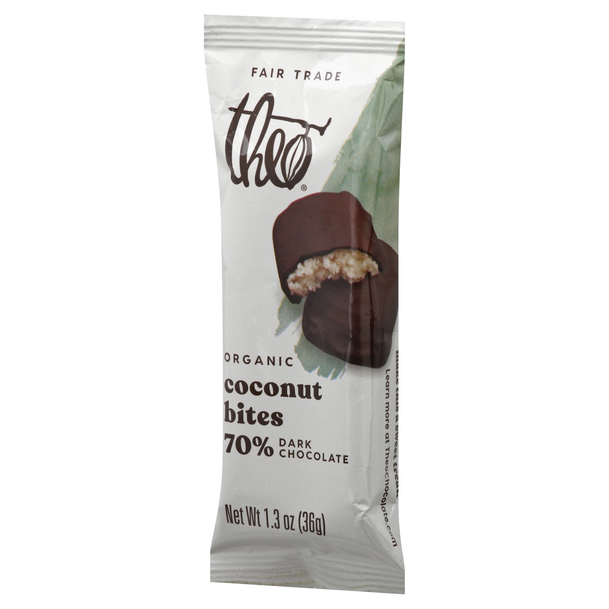 slide 6 of 9, Theo Organic 70% Dark Chocolate Coconut Bites 1.3 oz, 1.3 oz