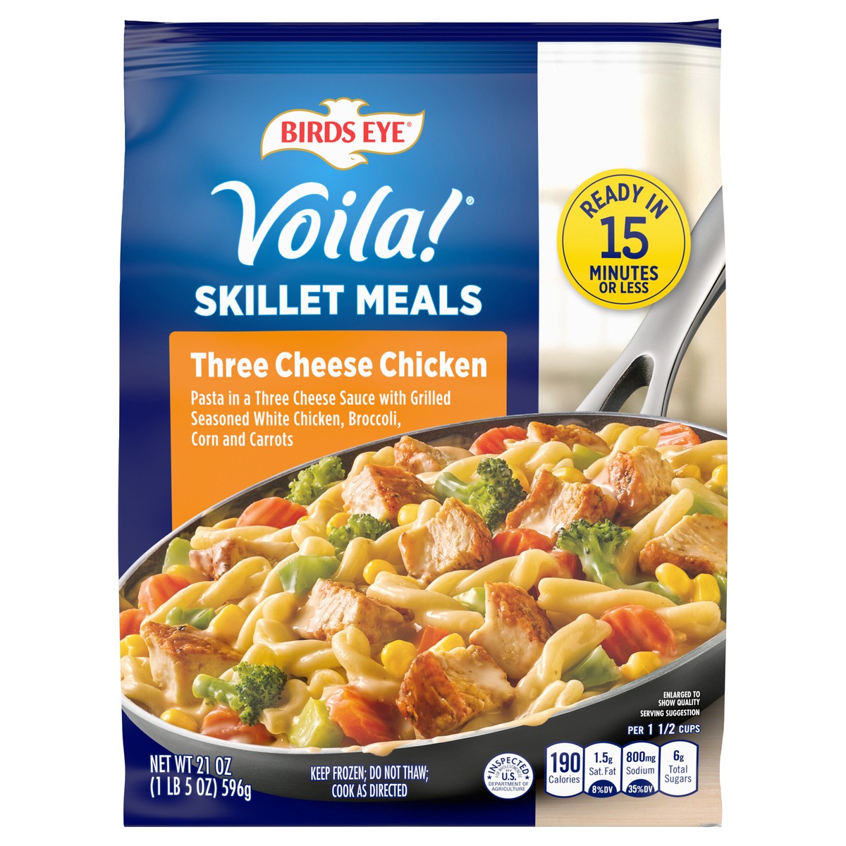 slide 1 of 1, Birds Eye Voila! Three Cheese Chicken Frozen Meal\, 21 oz. Bag, 21 oz
