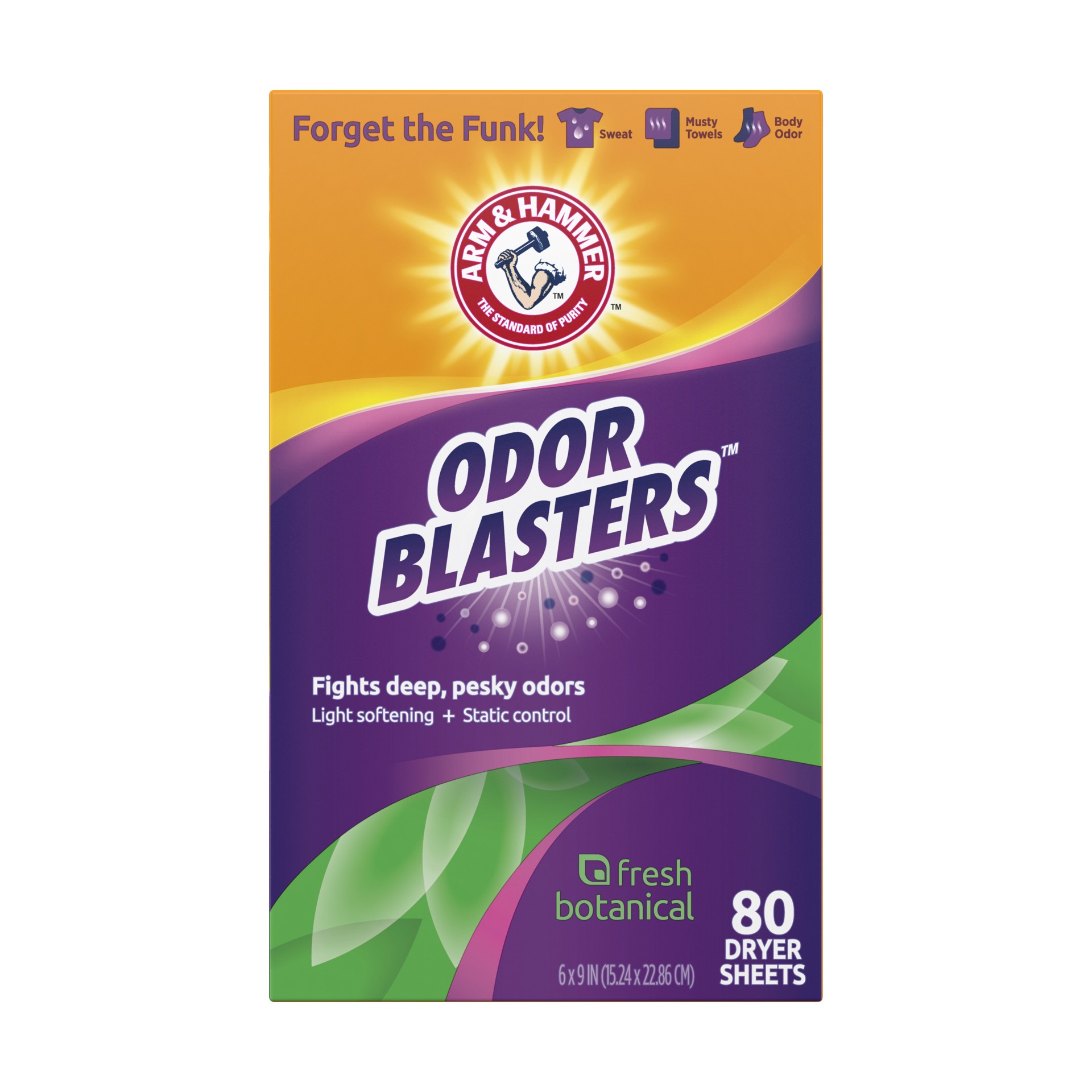 slide 2 of 5, ARM & HAMMER Dryer Sheets, Fabric Softener Sheets with Odor Blasters, Fresh Botanical Scent, 80 Ct, 80 ct