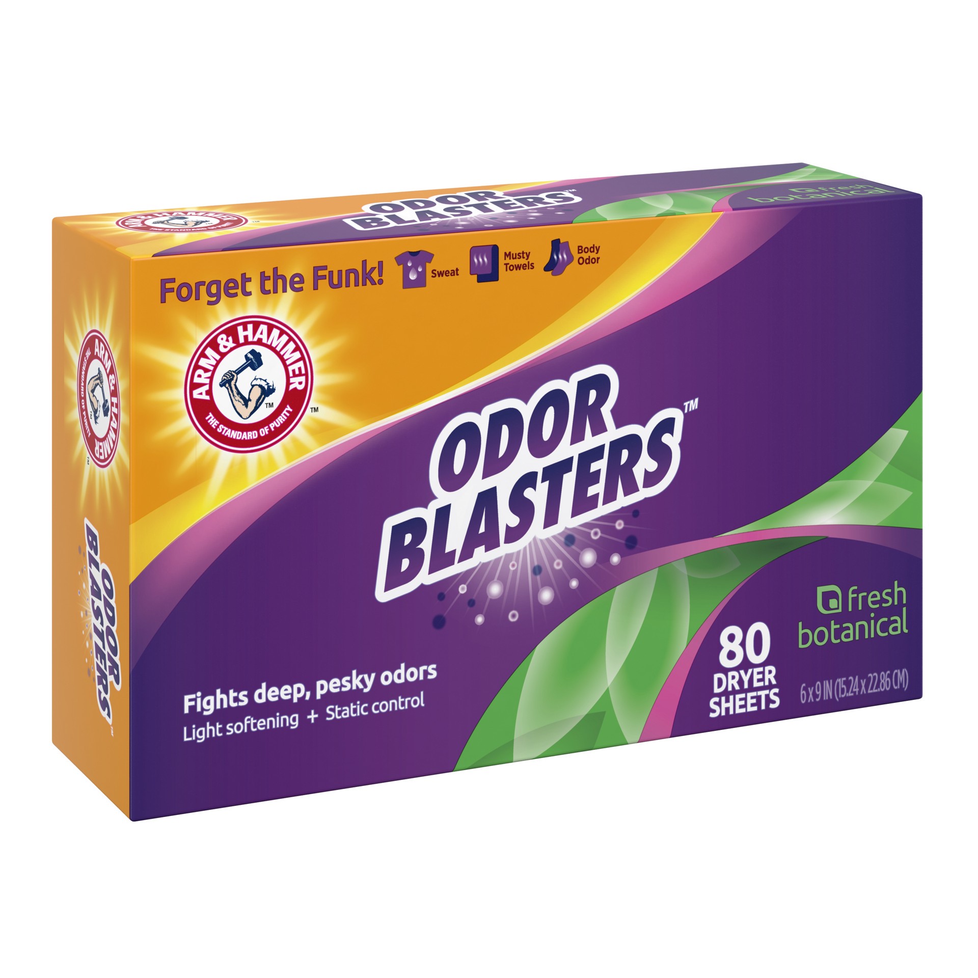 slide 5 of 5, ARM & HAMMER Dryer Sheets, Fabric Softener Sheets with Odor Blasters, Fresh Botanical Scent, 80 Ct, 80 ct