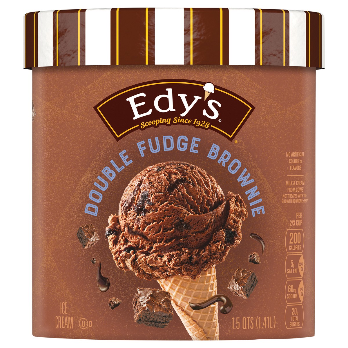 slide 2 of 12, EDY'S/DREYER'S Double Fudge Brownie Ice Cream 1.5 qt. Tub | Made with fresh milk & cream and no artificial colors or flavors, 1.5 qt