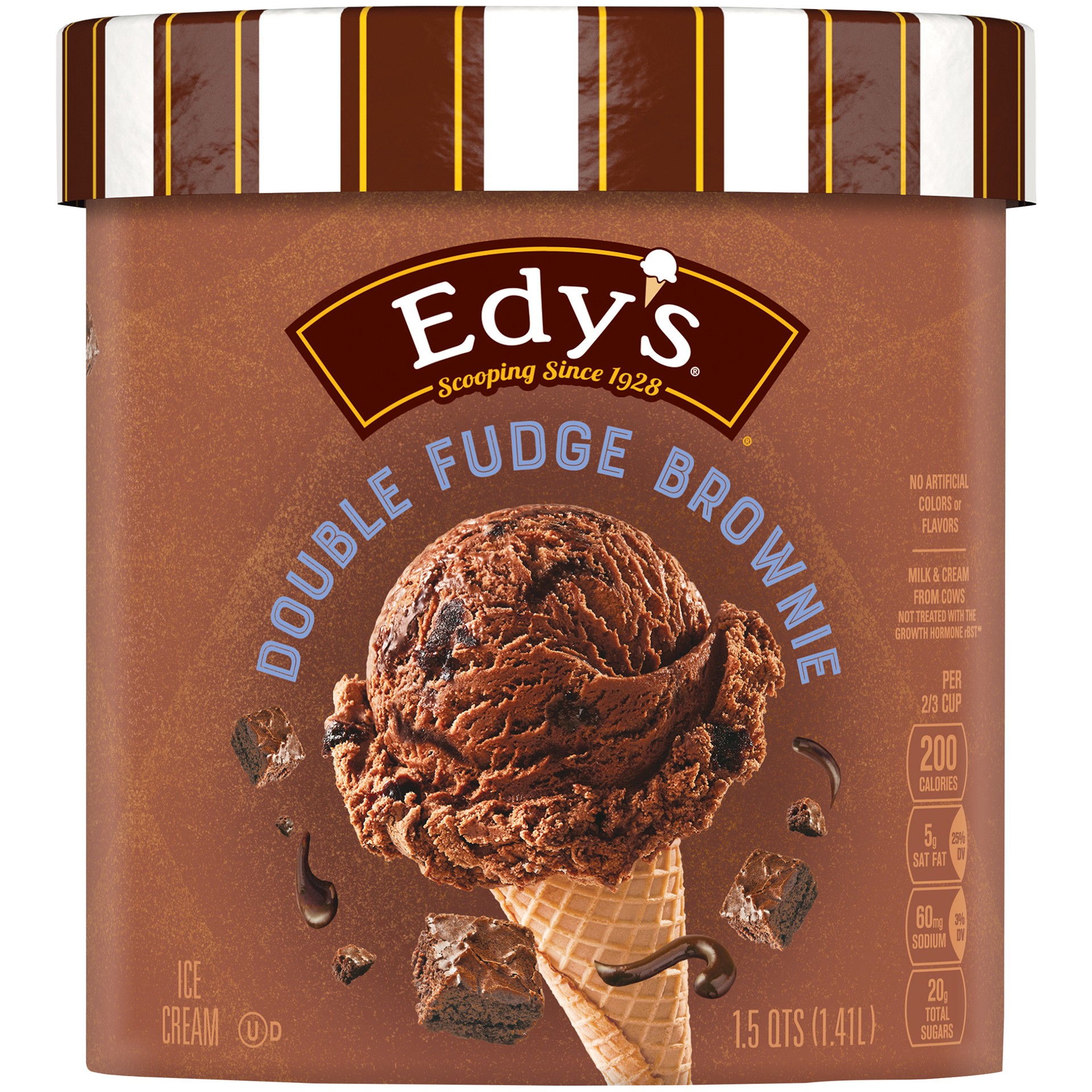 slide 1 of 12, EDY'S/DREYER'S Double Fudge Brownie Ice Cream 1.5 qt. Tub | Made with fresh milk & cream and no artificial colors or flavors, 1.5 qt