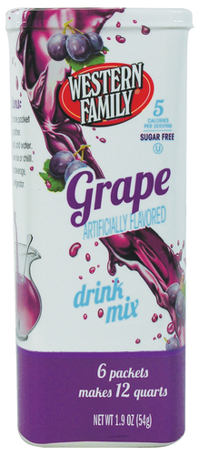 slide 1 of 1, Western Family Grape Drink Mix, 1.9 oz