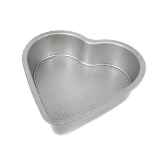 slide 1 of 5, Usa Pan 9.5" Heart Cake Pan, 8.5 in x 9.5 in x 2.5 in