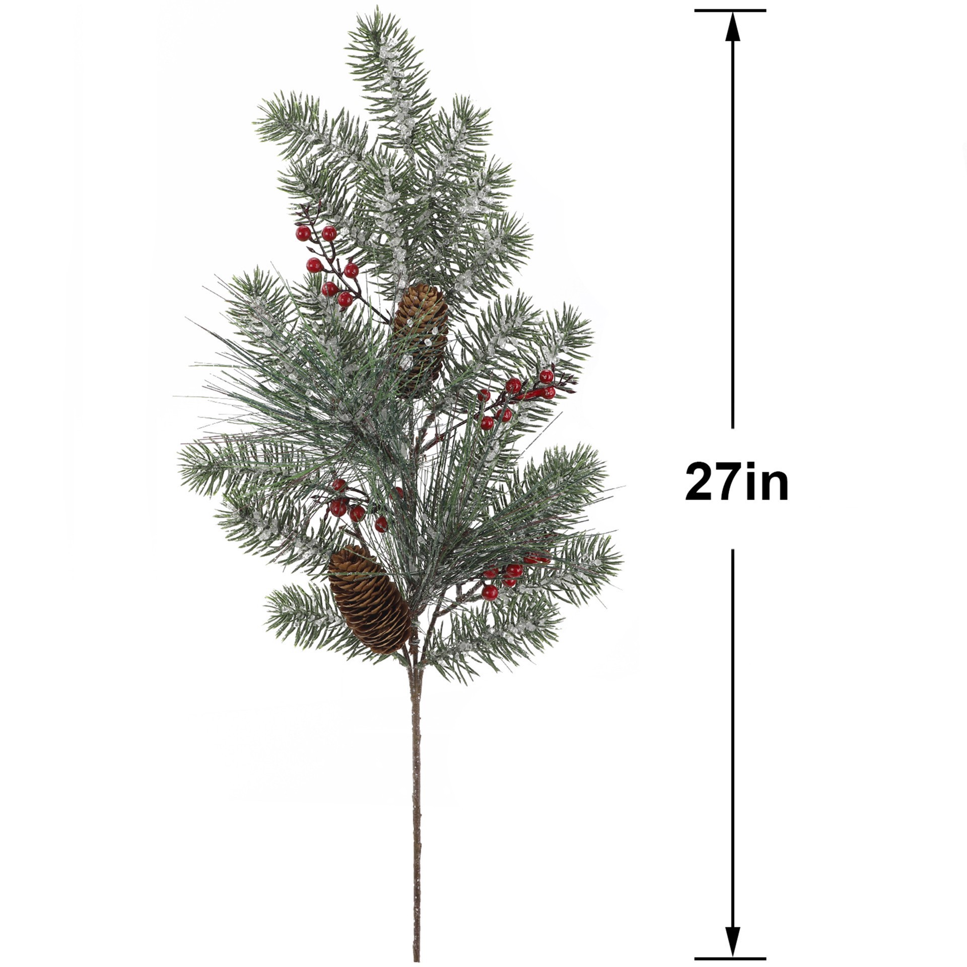 slide 3 of 3, 27" Icy Spruce With Pinecone & Berry Stem By Ashland, 9 in x 6 in x 27 in