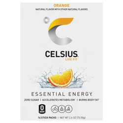 CELSIUS On The Go Energy Drink Mix, Orange (14 Stick Pack)