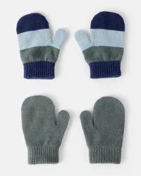 Carter's Toddler Boy 2-Pack Striped Winter Mittens - Blue/Green Green/Blue 2T4T