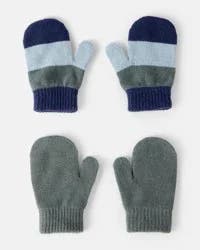 Carter's Toddler Boy 2-Pack Striped Winter Mittens - Blue/Green Green/Blue 2T4T