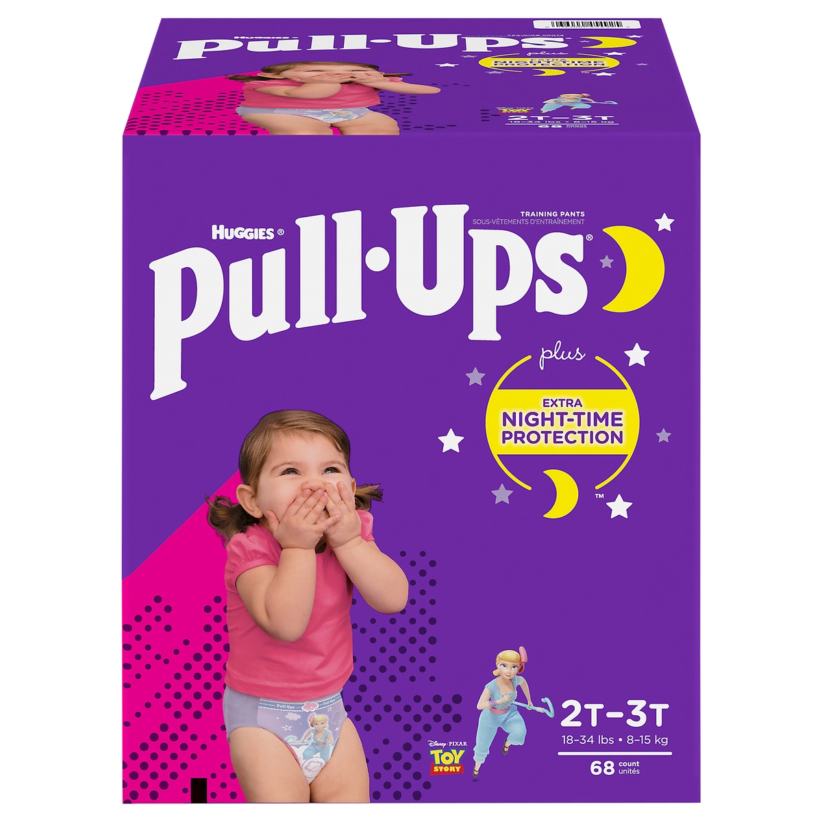 slide 1 of 9, Pull-Ups Girls' Night-Time Training Pants Super Pack - 2T-3T - 68ct, 68 ct