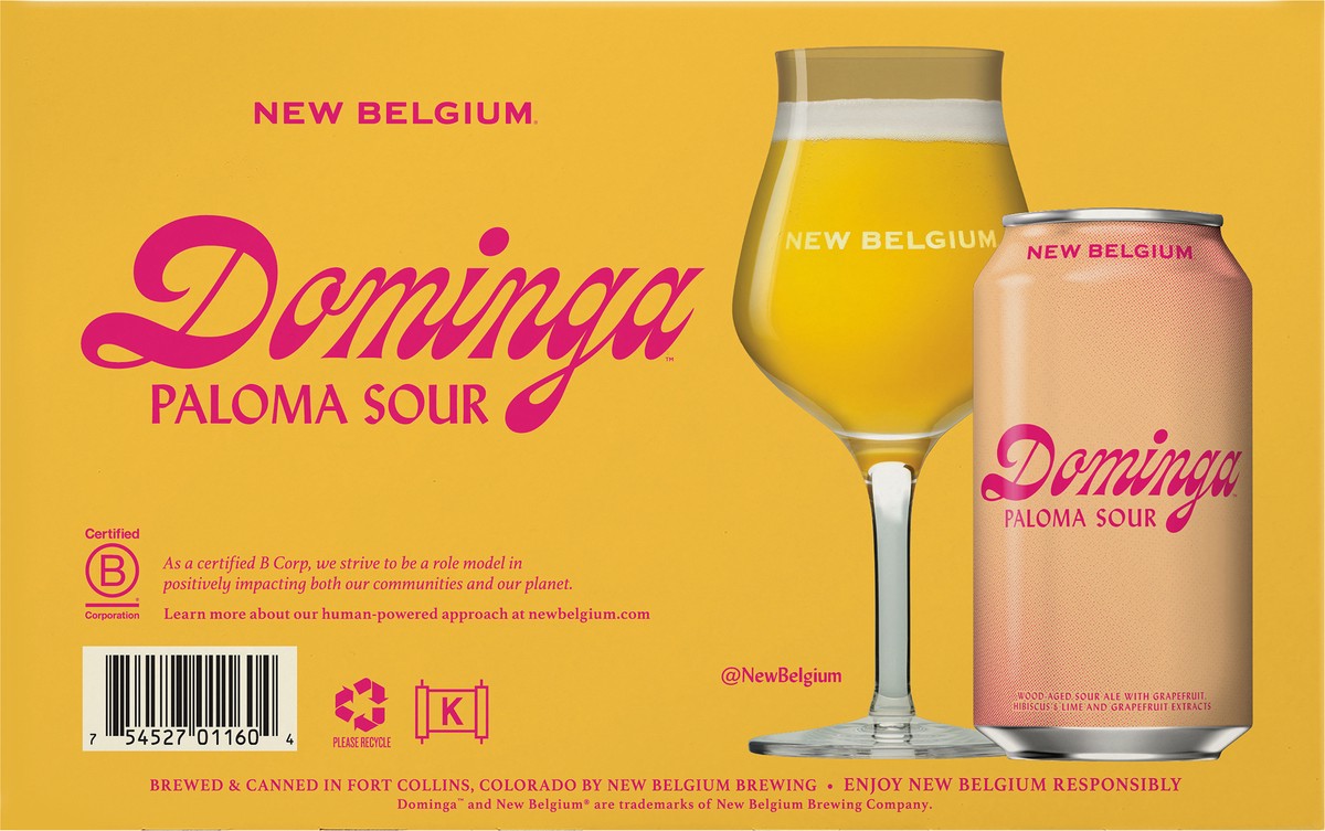 slide 3 of 8, New Belgium Dominga Paloma Sour Beer, 6 Pack, 12 fl oz Cans, 72 fl oz