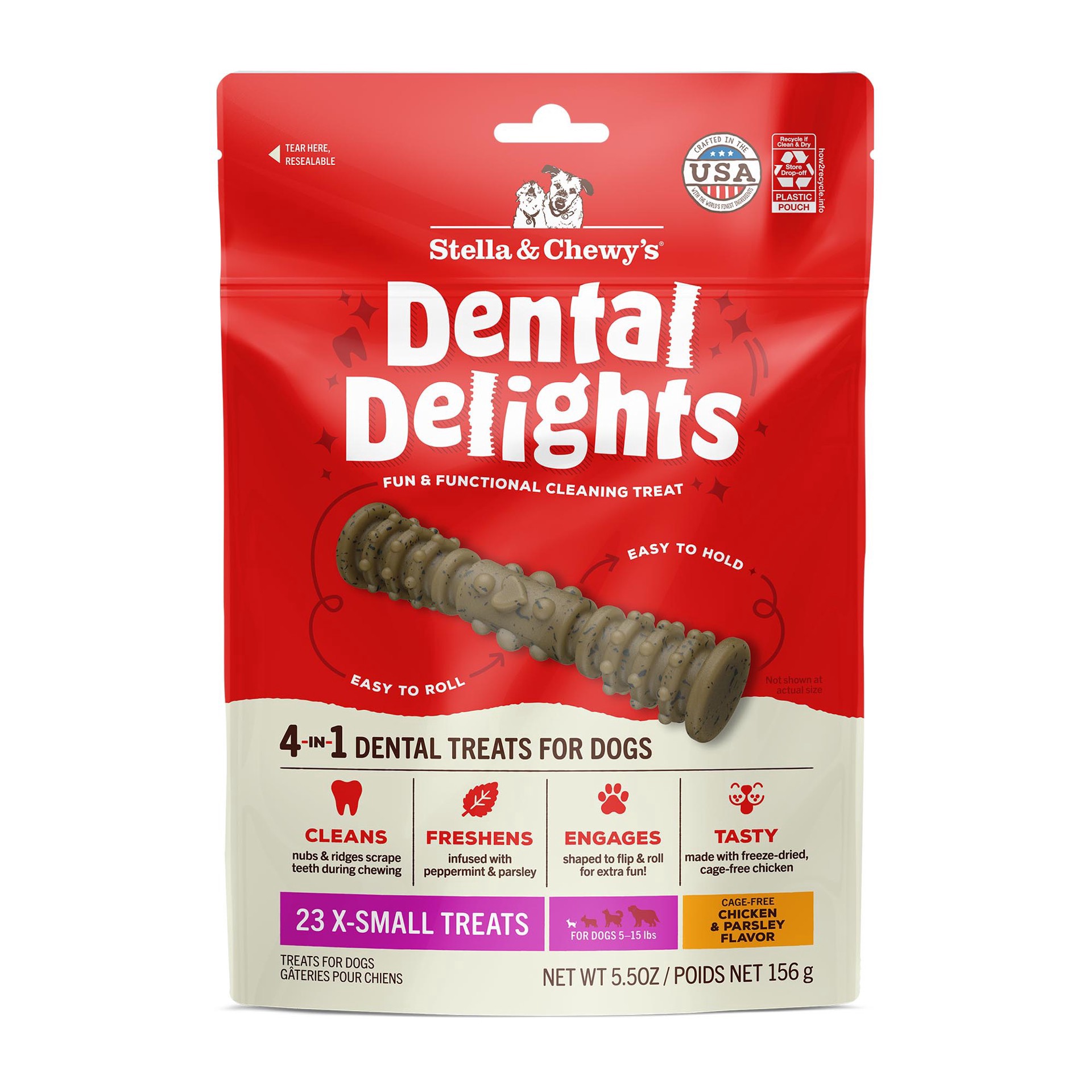 slide 1 of 1, Stella & Chewy's Dental Delights Bag Xs, x-small; 5.5 oz
