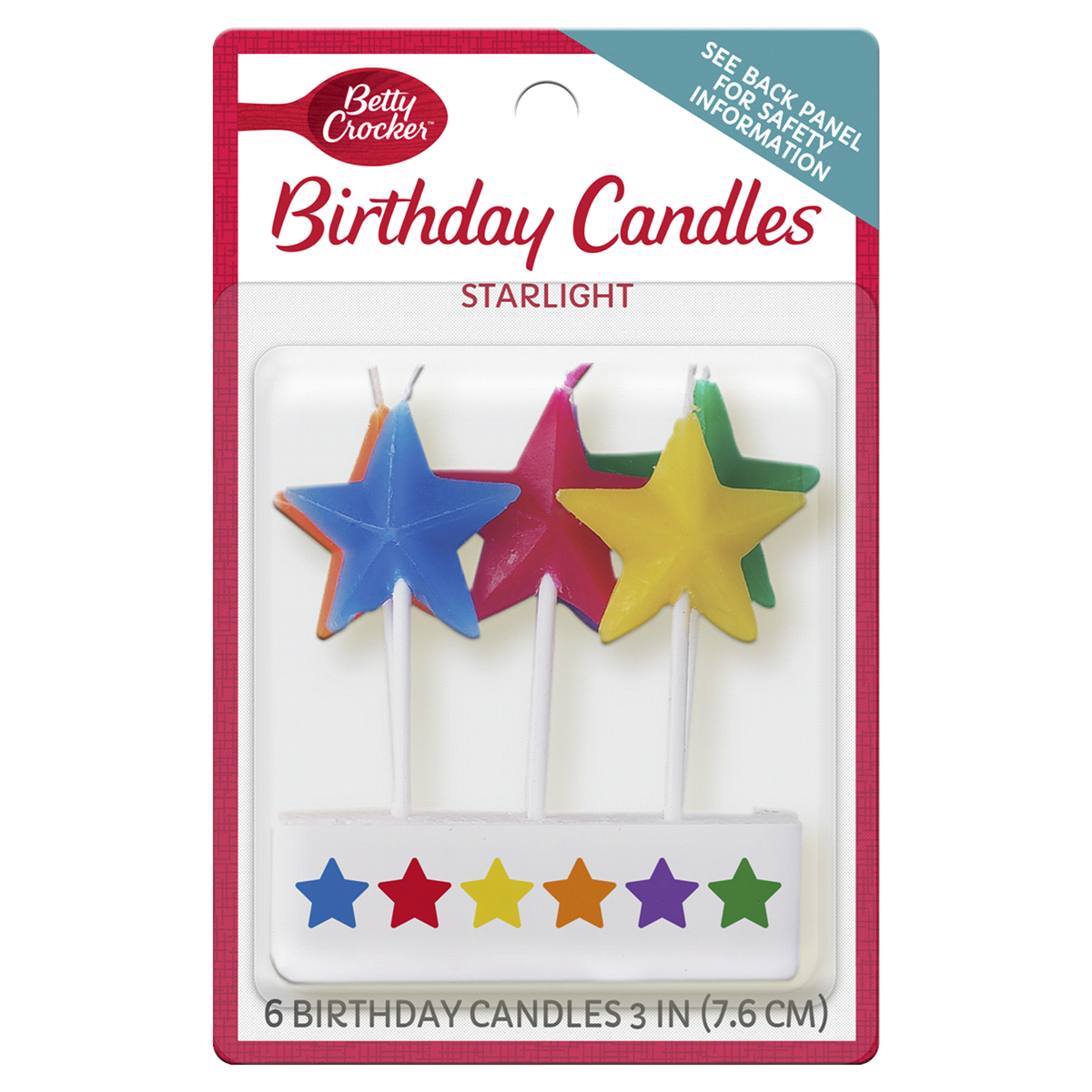 slide 1 of 2, Betty Crocker Star Light Birthday Candles, 6 ct